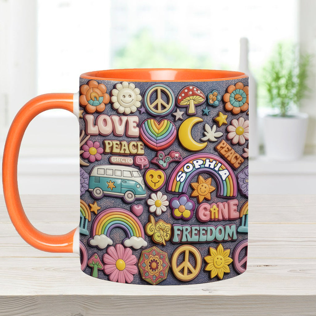 Vivre en paix - Mug personnalisé style hippie