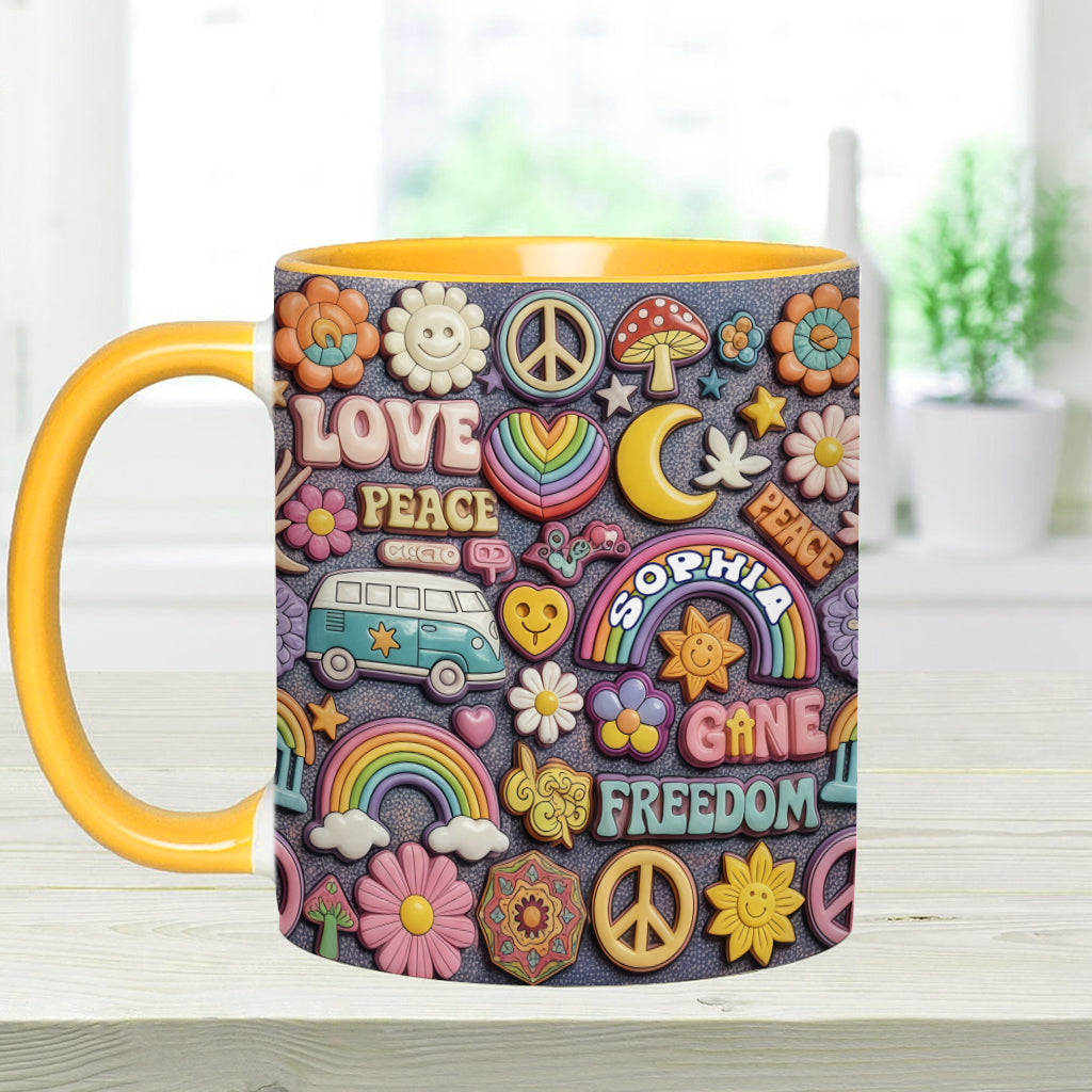 Vivre en paix - Mug personnalisé style hippie
