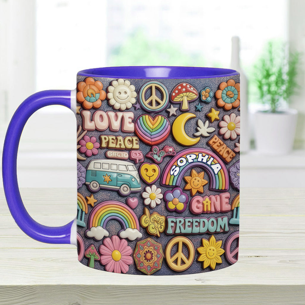Vivre en paix - Mug personnalisé style hippie