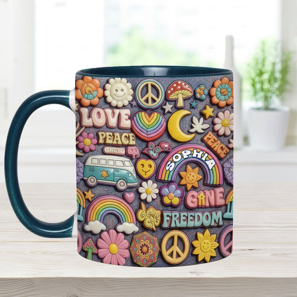 Vivre en paix - Mug personnalisé style hippie