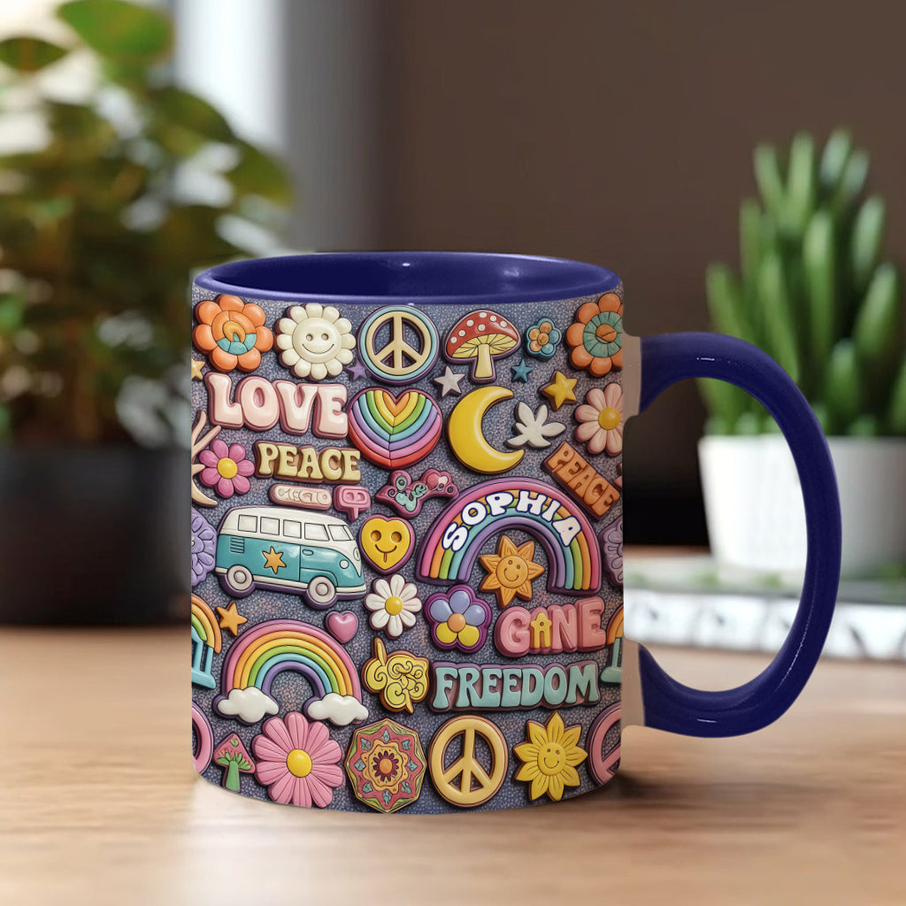 Vivre en paix - Mug personnalisé style hippie