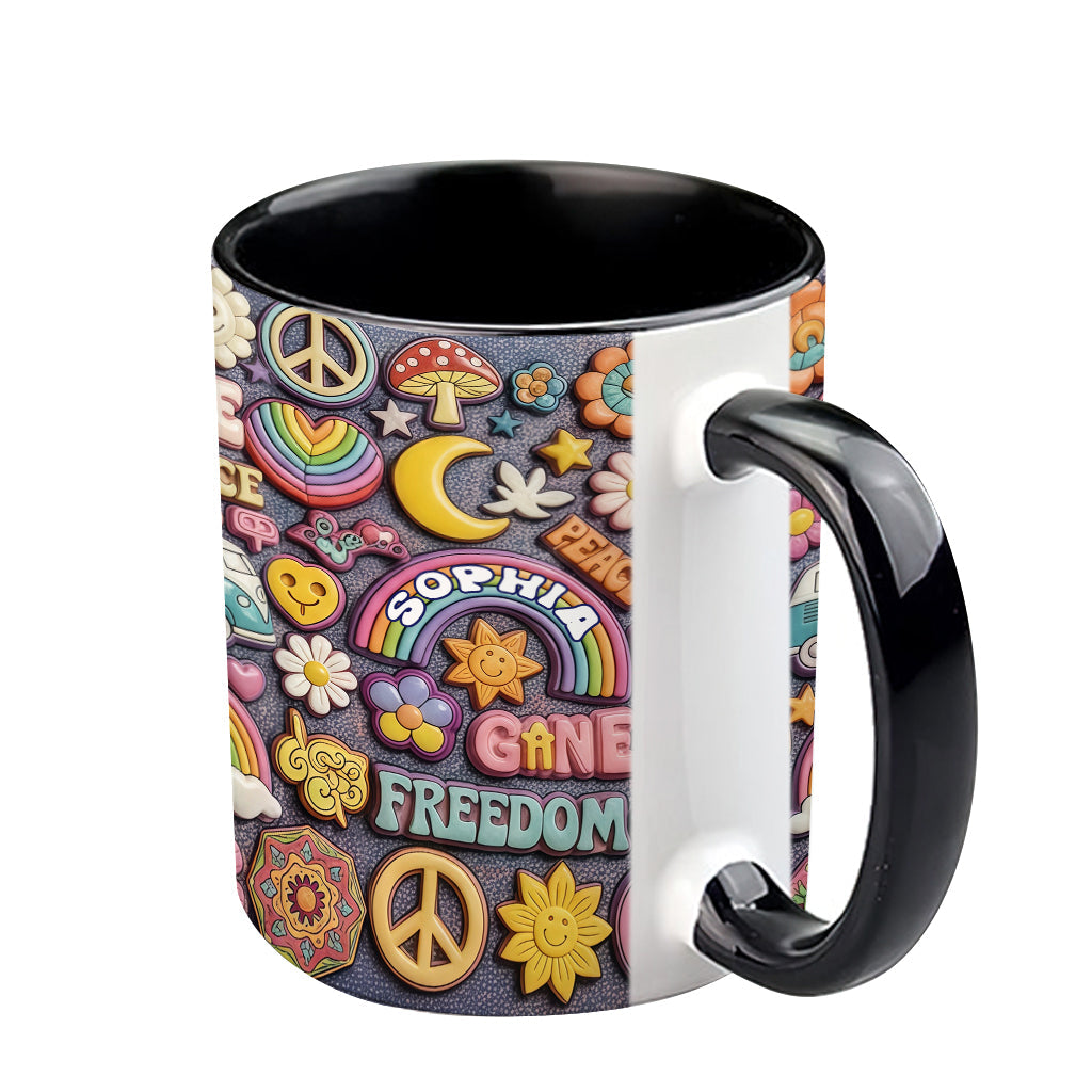 Vivre en paix - Mug personnalisé style hippie