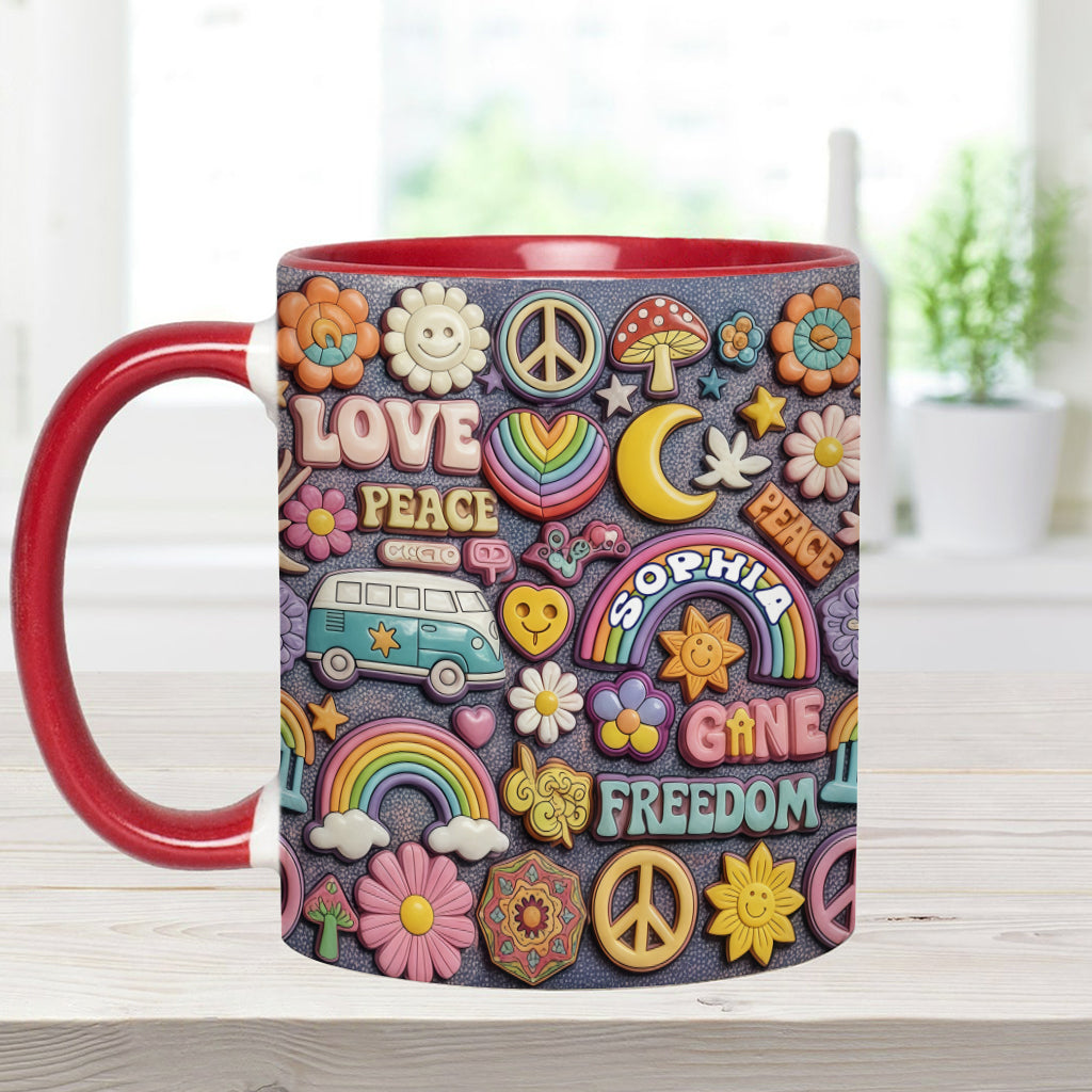 Vivre en paix - Mug personnalisé style hippie