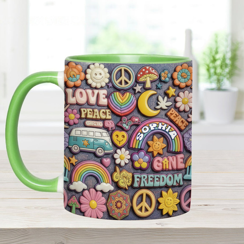 Vivre en paix - Mug personnalisé style hippie