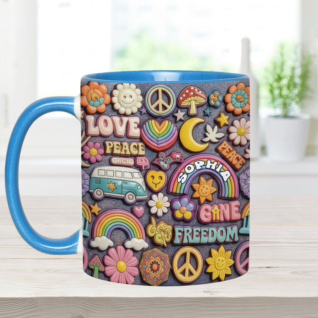Vivre en paix - Mug personnalisé style hippie
