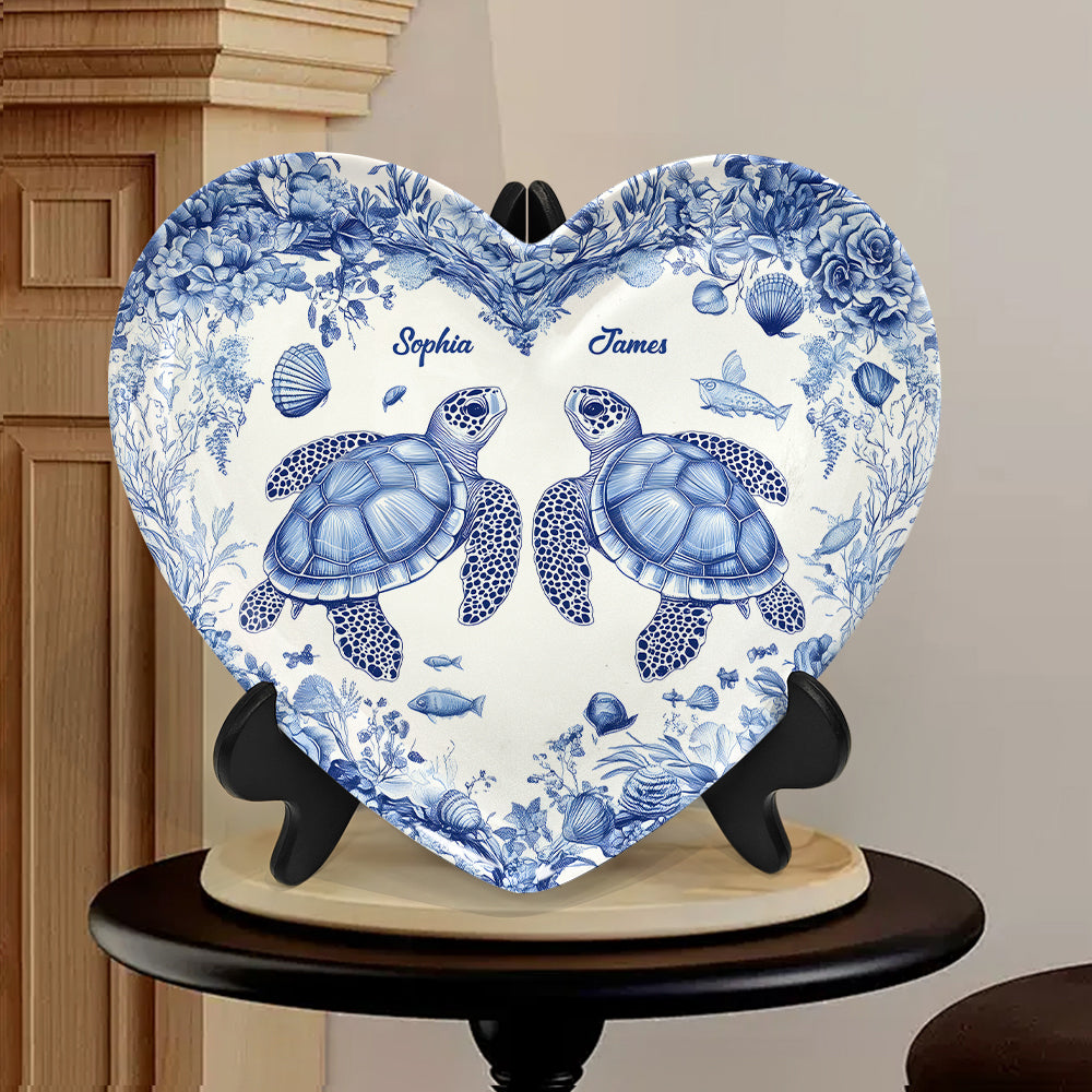 You & Me We Got This - Personalized Turtle Heart Shaped Plate