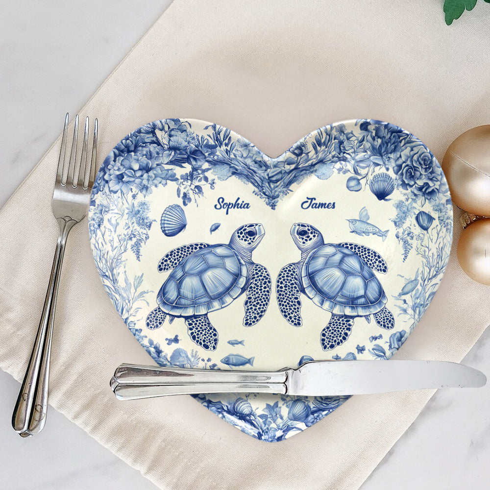 You & Me We Got This - Personalized Turtle Heart Shaped Plate