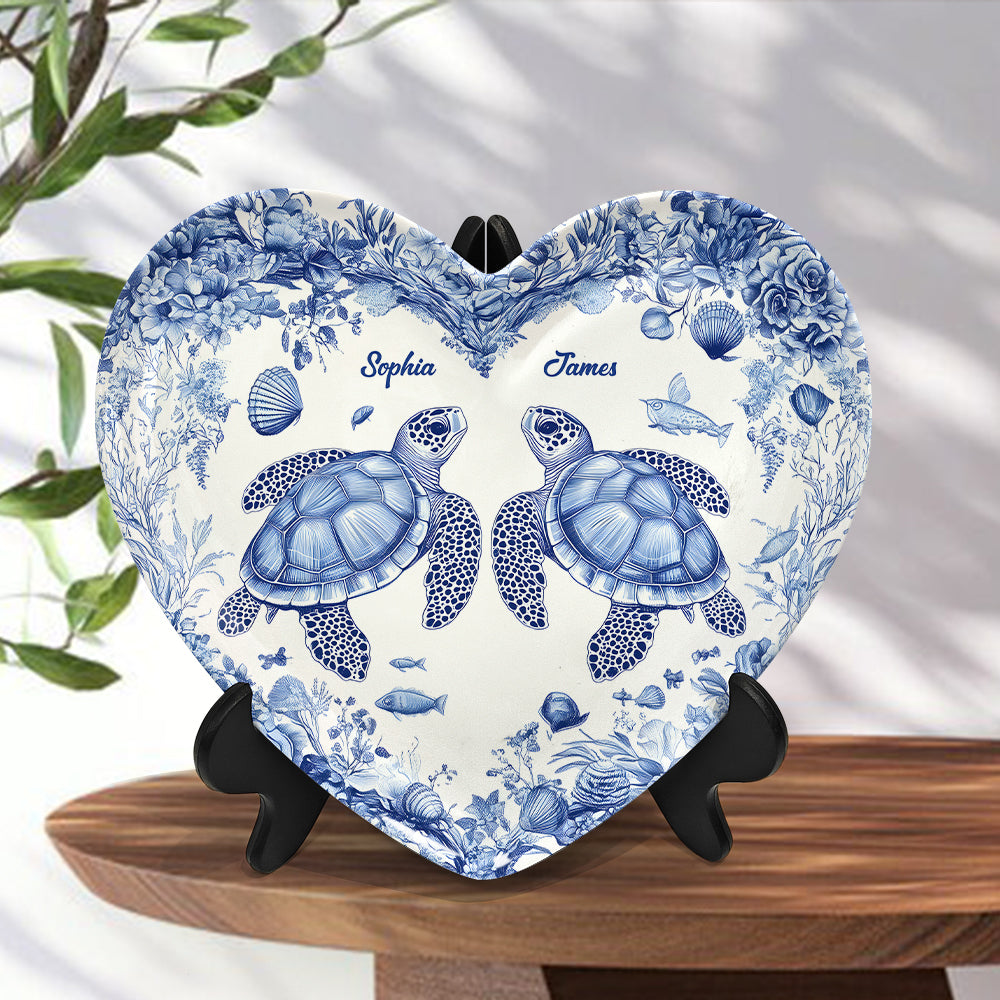You & Me We Got This - Personalized Turtle Heart Shaped Plate