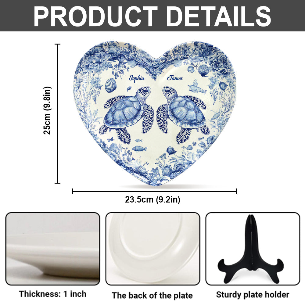 You & Me We Got This - Personalized Turtle Heart Shaped Plate