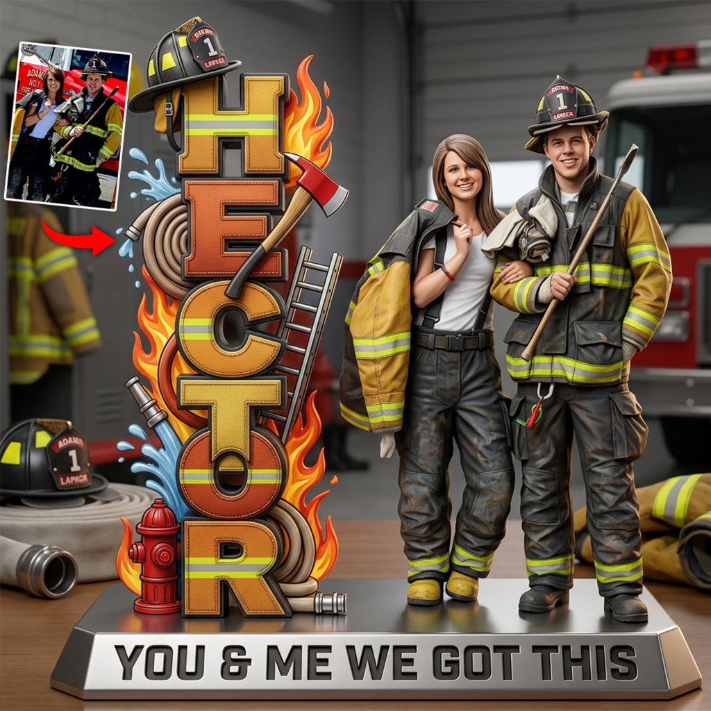 Custom Any Photo Proud Firefighter - Personalized Firefighter Custom Shaped Acrylic Plaque