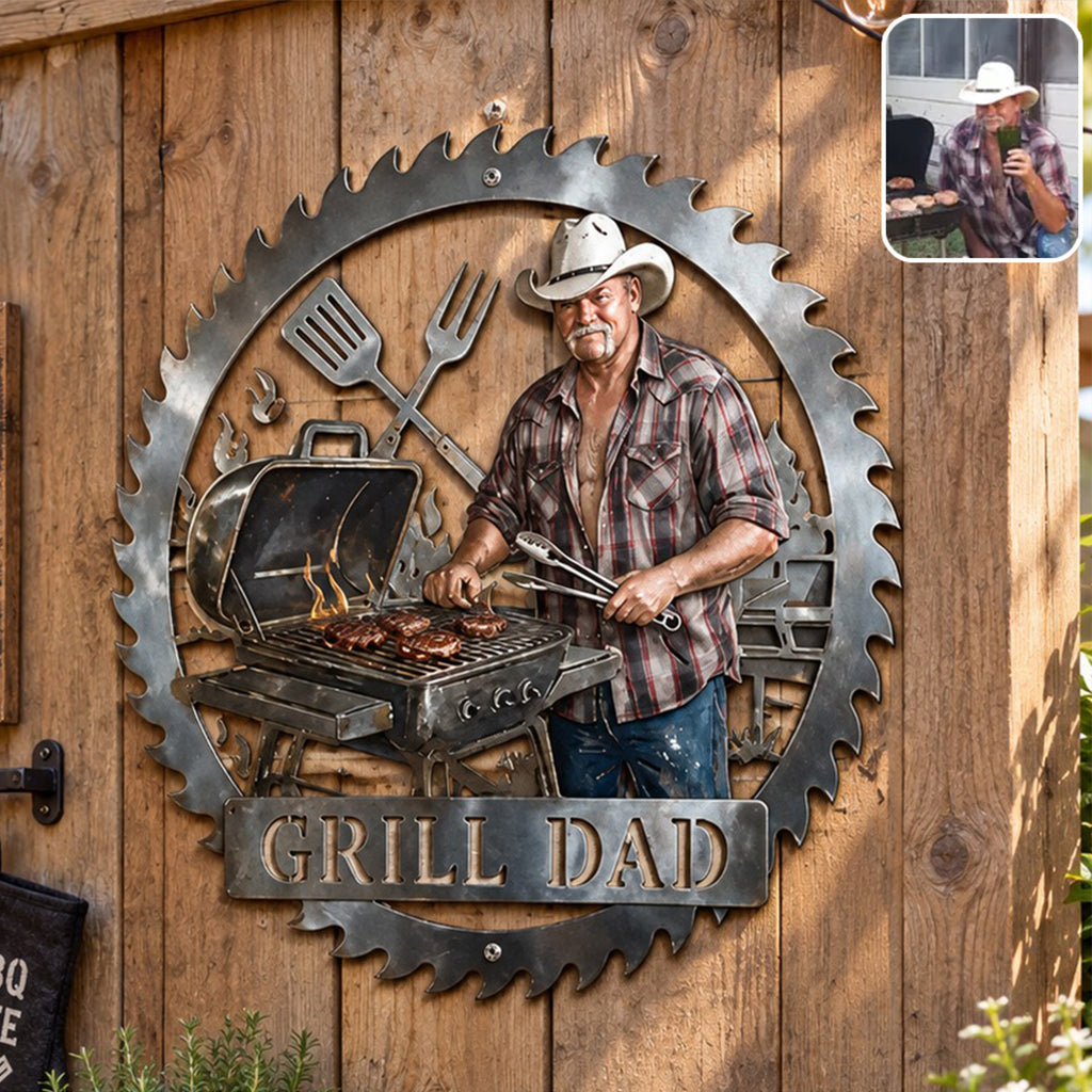 Grill & Bar - Personalized Grilling 3D Printed Cut Metal Sign