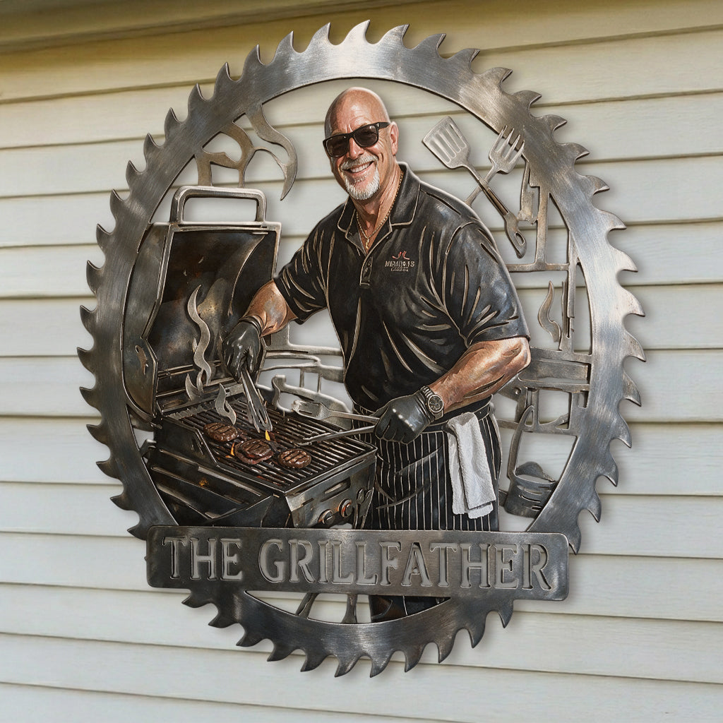 Grill & Bar - Personalized Grilling 3D Printed Cut Metal Sign