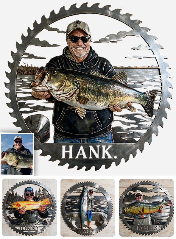 Custom From Any Photo - Personalized Fishing 3D Printed Cut Metal Sign