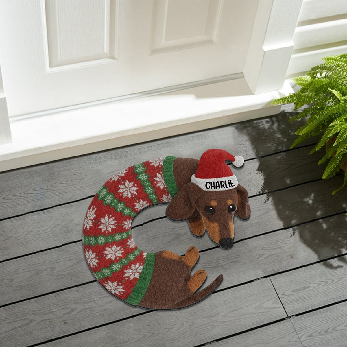 Cute Dachshund Christmas Tree Skirt - Personalized Dachshund Non-Slip Tufted Rug