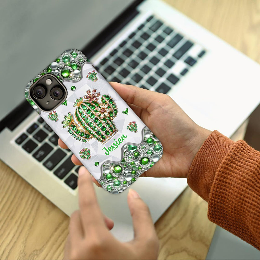 Coque de téléphone personnalisée « Love Cactus » avec motif cactus intégral