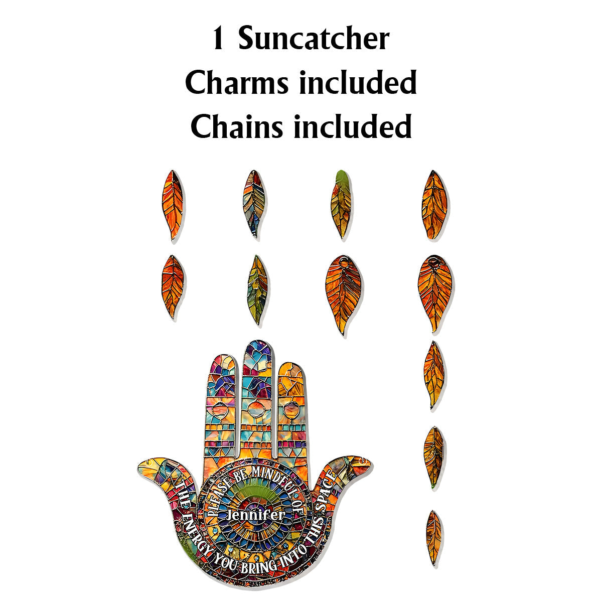 Soyez attentif·ve - Attrape-soleil de fenêtre personnalisé avec breloques