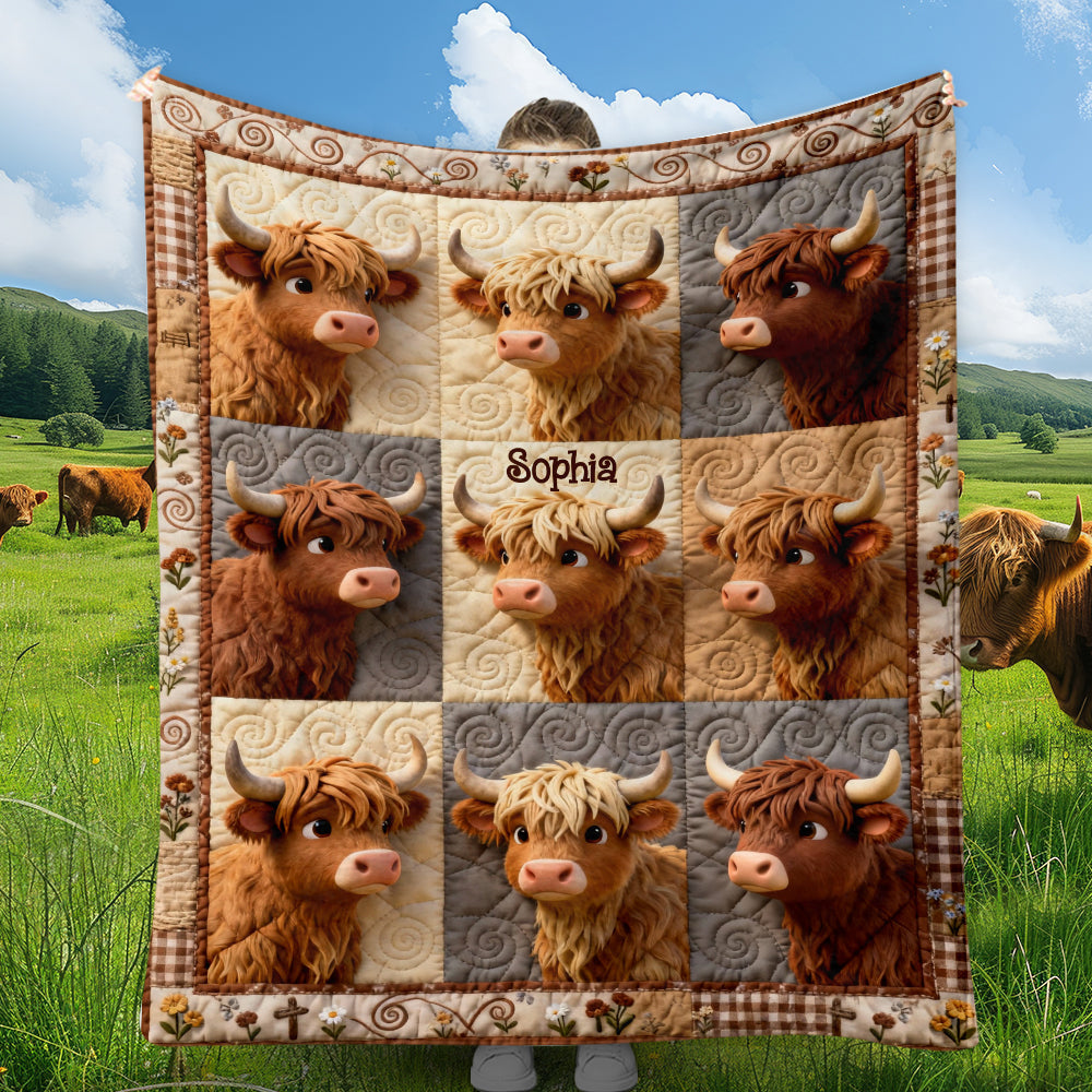Couverture personnalisée « Vache des Highlands mignonne »