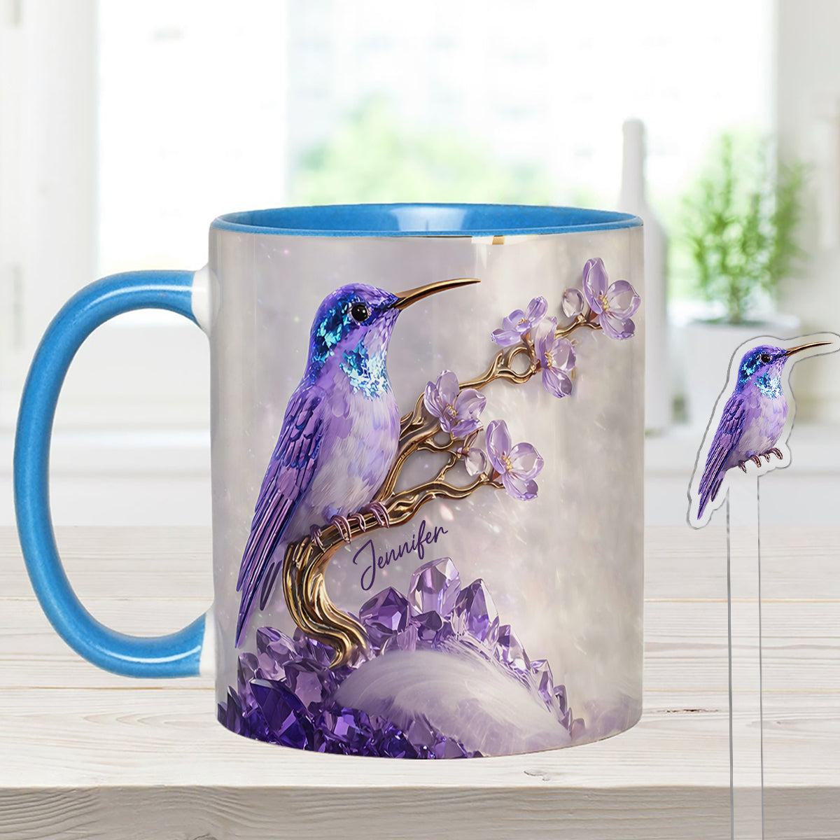 Magnifique Colibri - Mug décoratif personnalisé Colibri avec agitateurs en acrylique