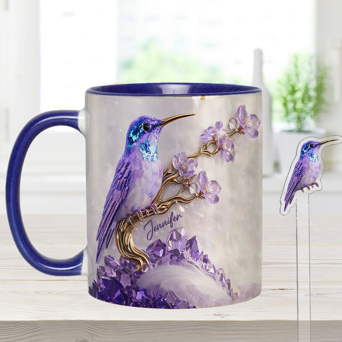 Magnifique Colibri - Mug décoratif personnalisé Colibri avec agitateurs en acrylique