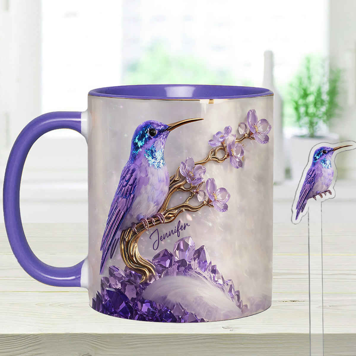 Magnifique Colibri - Mug décoratif personnalisé Colibri avec agitateurs en acrylique