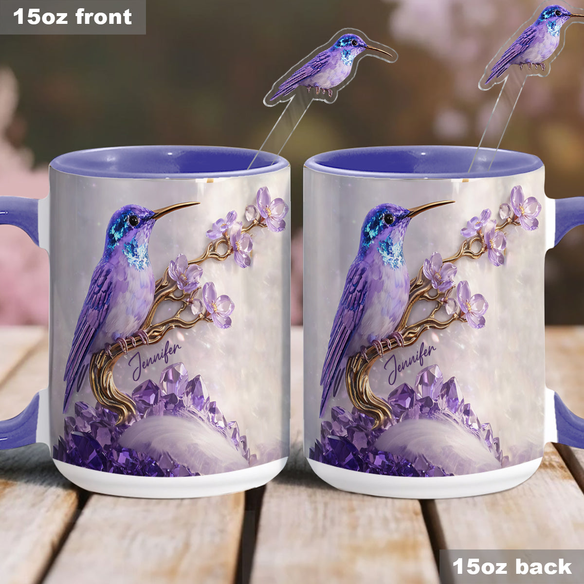Magnifique Colibri - Mug décoratif personnalisé Colibri avec agitateurs en acrylique