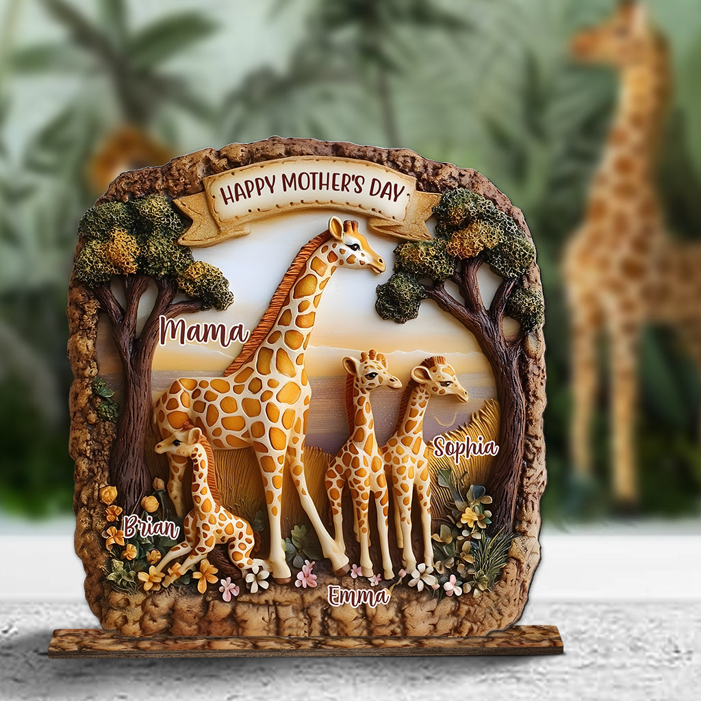 Maman Girafe - Décoration personnalisée pour maman, 1 grand plateau autoportant