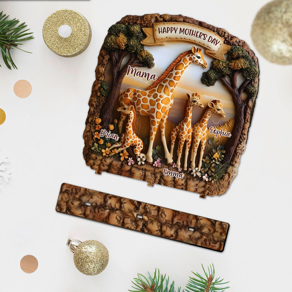 Maman Girafe - Décoration personnalisée pour maman, 1 grand plateau autoportant