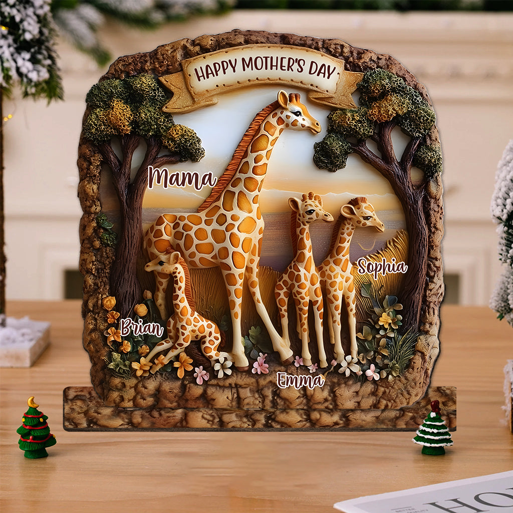 Maman Girafe - Décoration personnalisée pour maman, 1 grand plateau autoportant