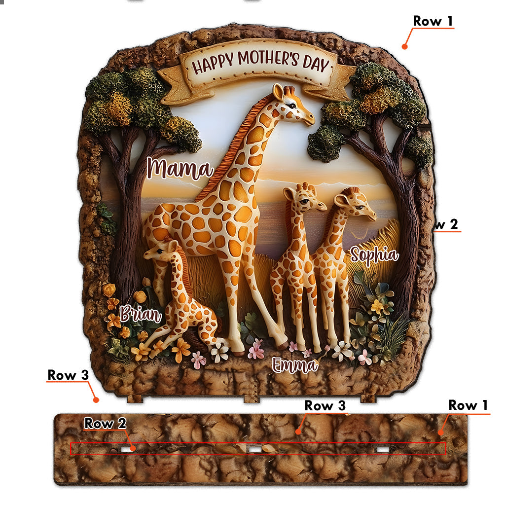Maman Girafe - Décoration personnalisée pour maman, 1 grand plateau autoportant