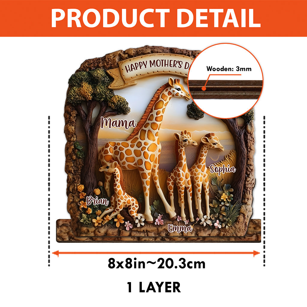 Maman Girafe - Décoration personnalisée pour maman, 1 grand plateau autoportant