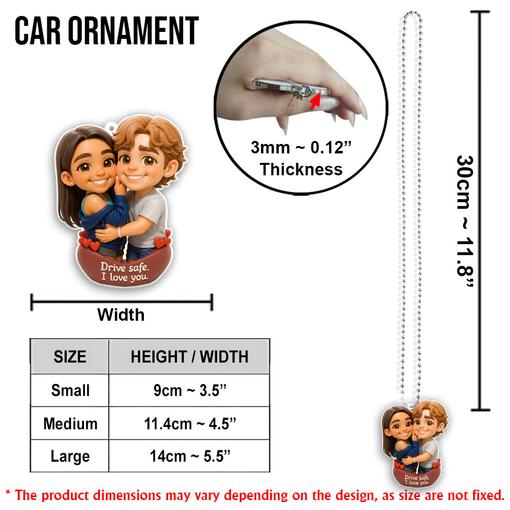 Conduisez prudemment - Ornement de voiture transparent personnalisé pour couple