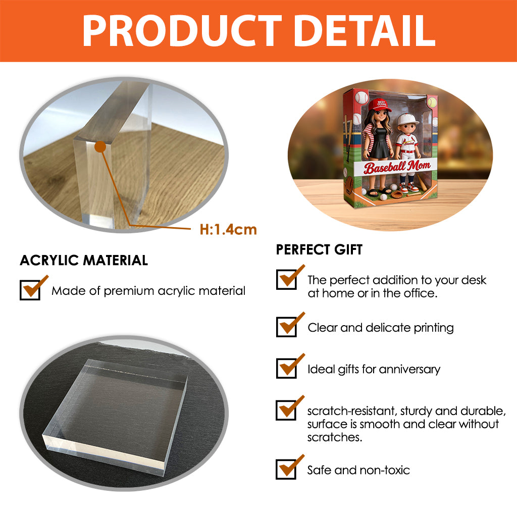 Baseball Mom - Personalized Baseball Custom Shaped Acrylic Plaque