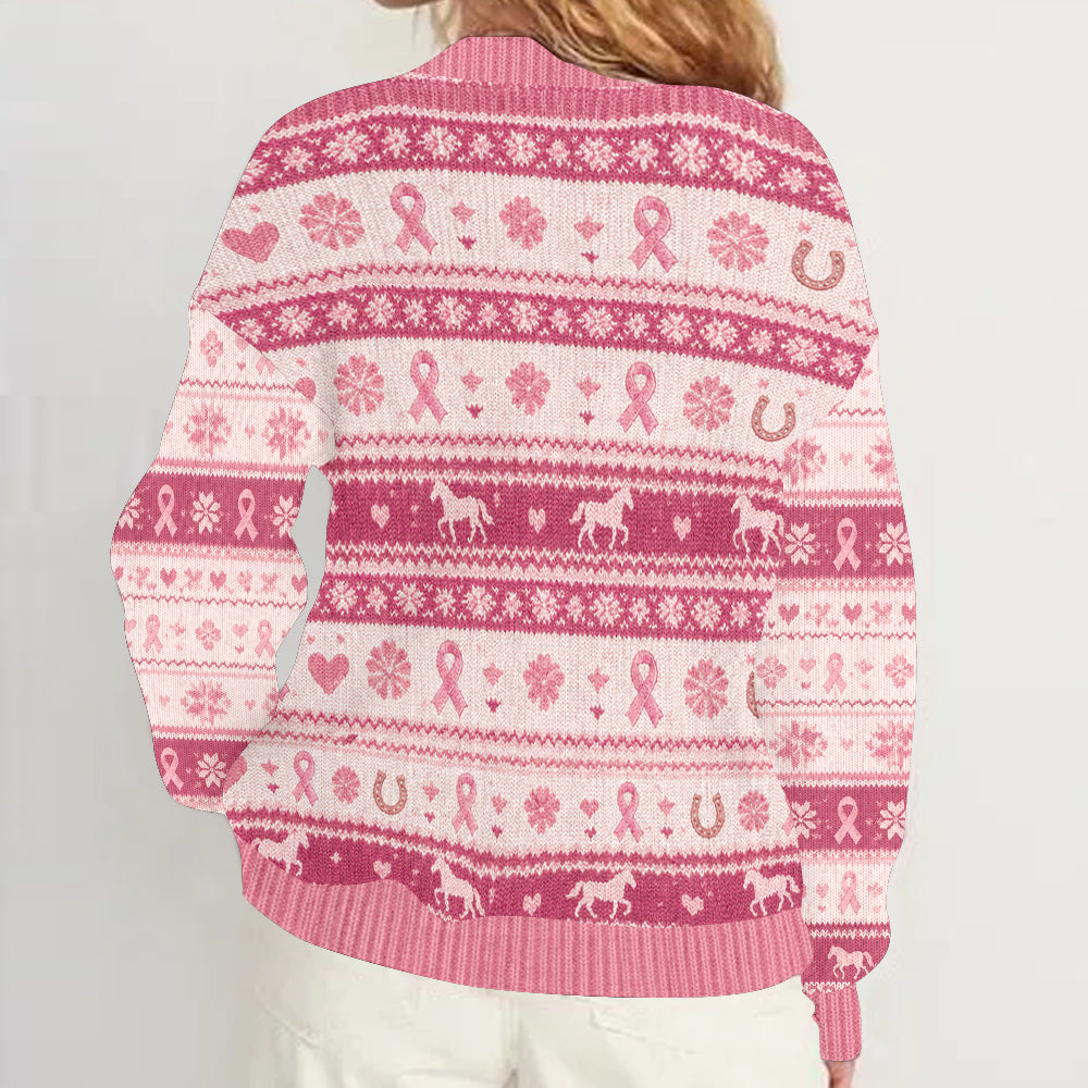 In October We Wear Pink - Personalized Breast Cancer Awareness Cardigan Sweater