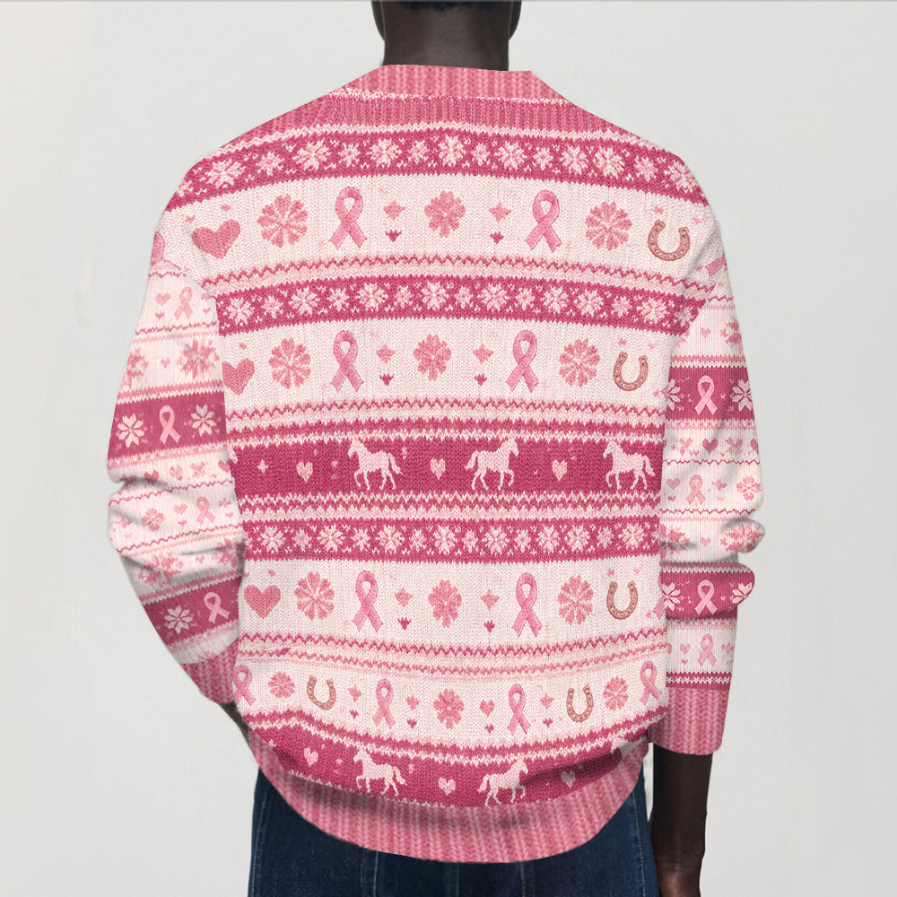 In October We Wear Pink - Personalized Breast Cancer Awareness Cardigan Sweater