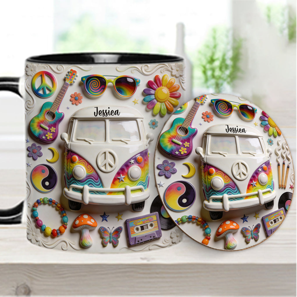 Love Hope Peace - Personalized Hippie Accent Mug & Coaster