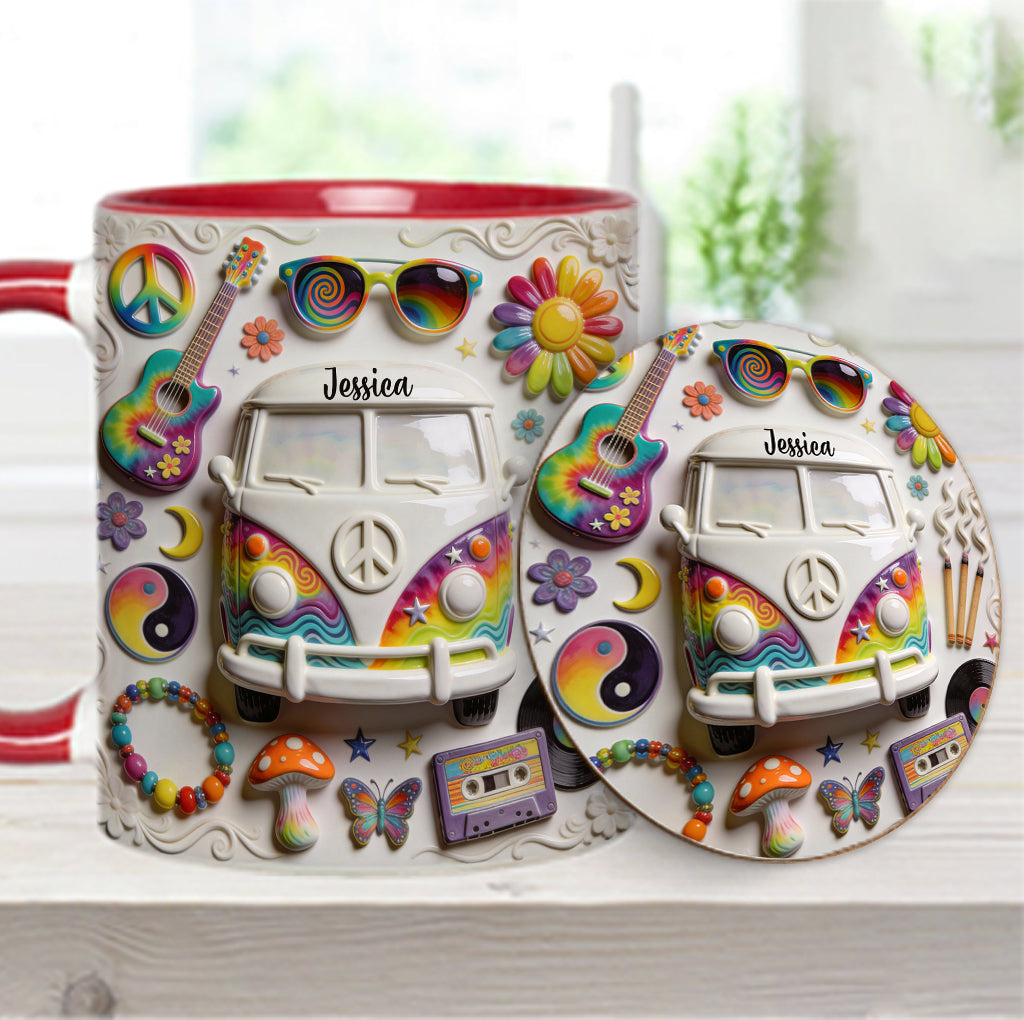 Love Hope Peace - Personalized Hippie Accent Mug & Coaster