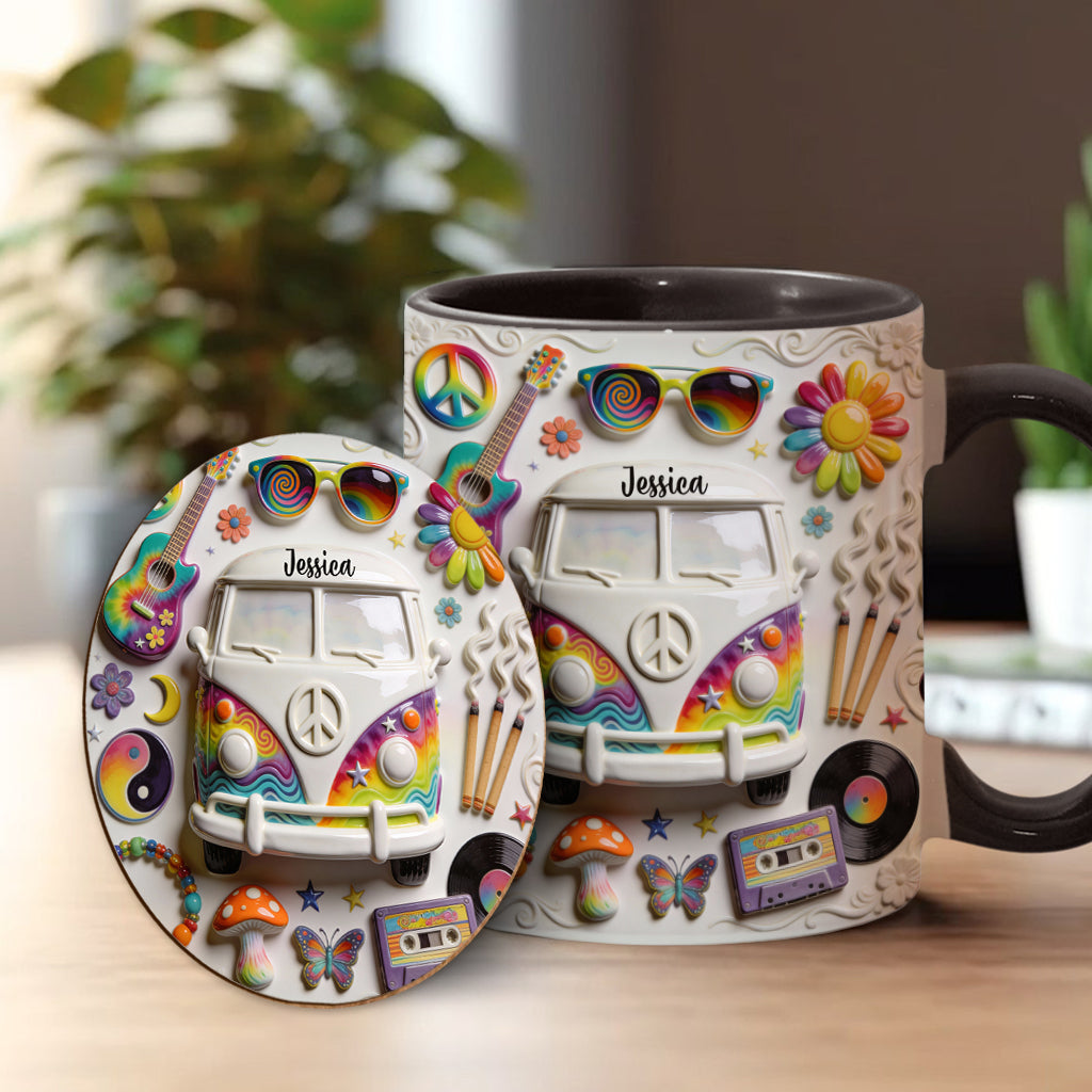 Love Hope Peace - Personalized Hippie Accent Mug & Coaster