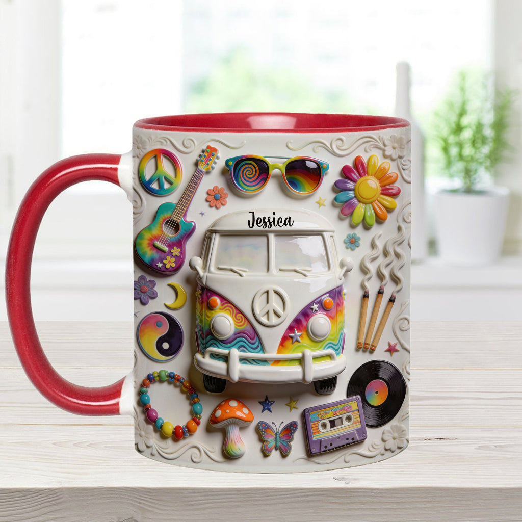 Love Hope Peace - Personalized Hippie Accent Mug & Coaster