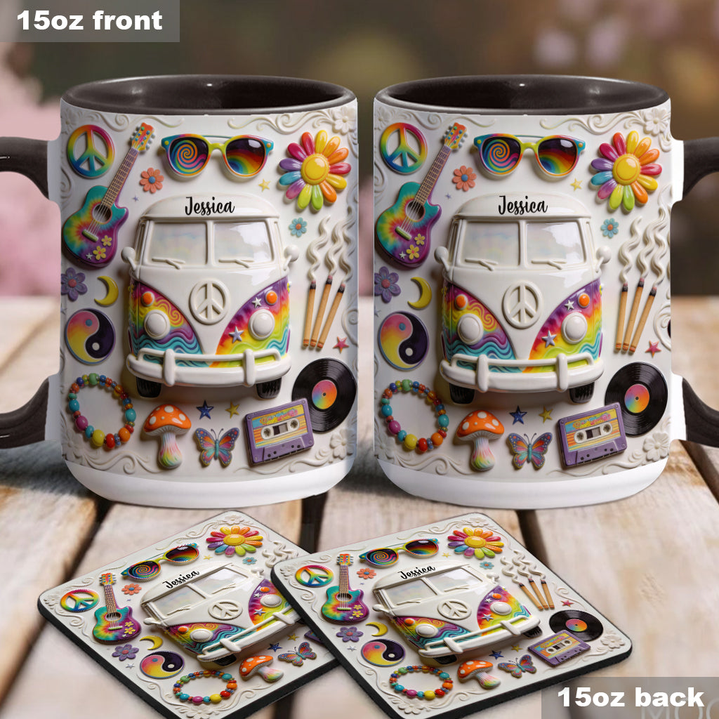 Love Hope Peace - Personalized Hippie Accent Mug & Coaster