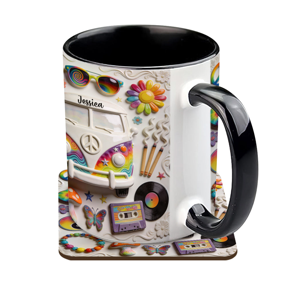 Love Hope Peace - Personalized Hippie Accent Mug & Coaster