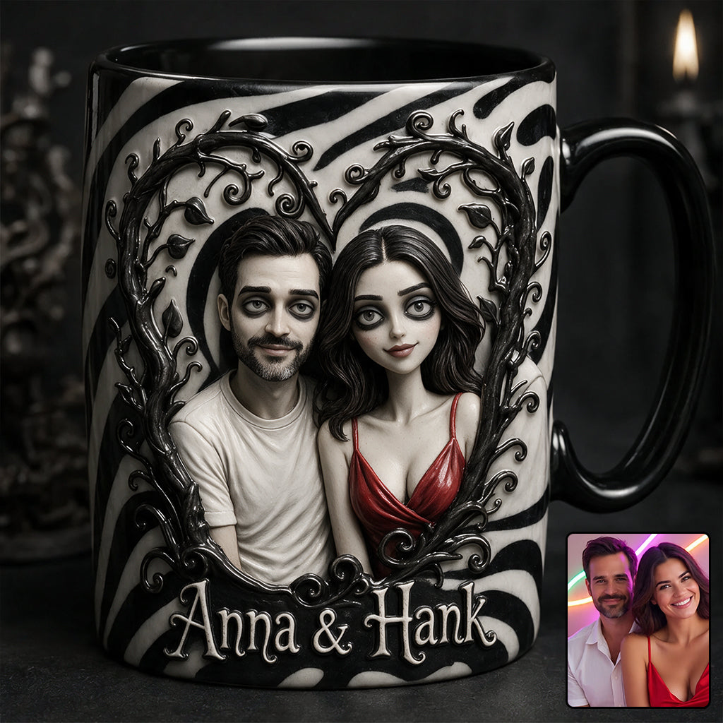 Spooky Couple Gift For Halloween - Personalized Couple 3D Printed Accent Mug