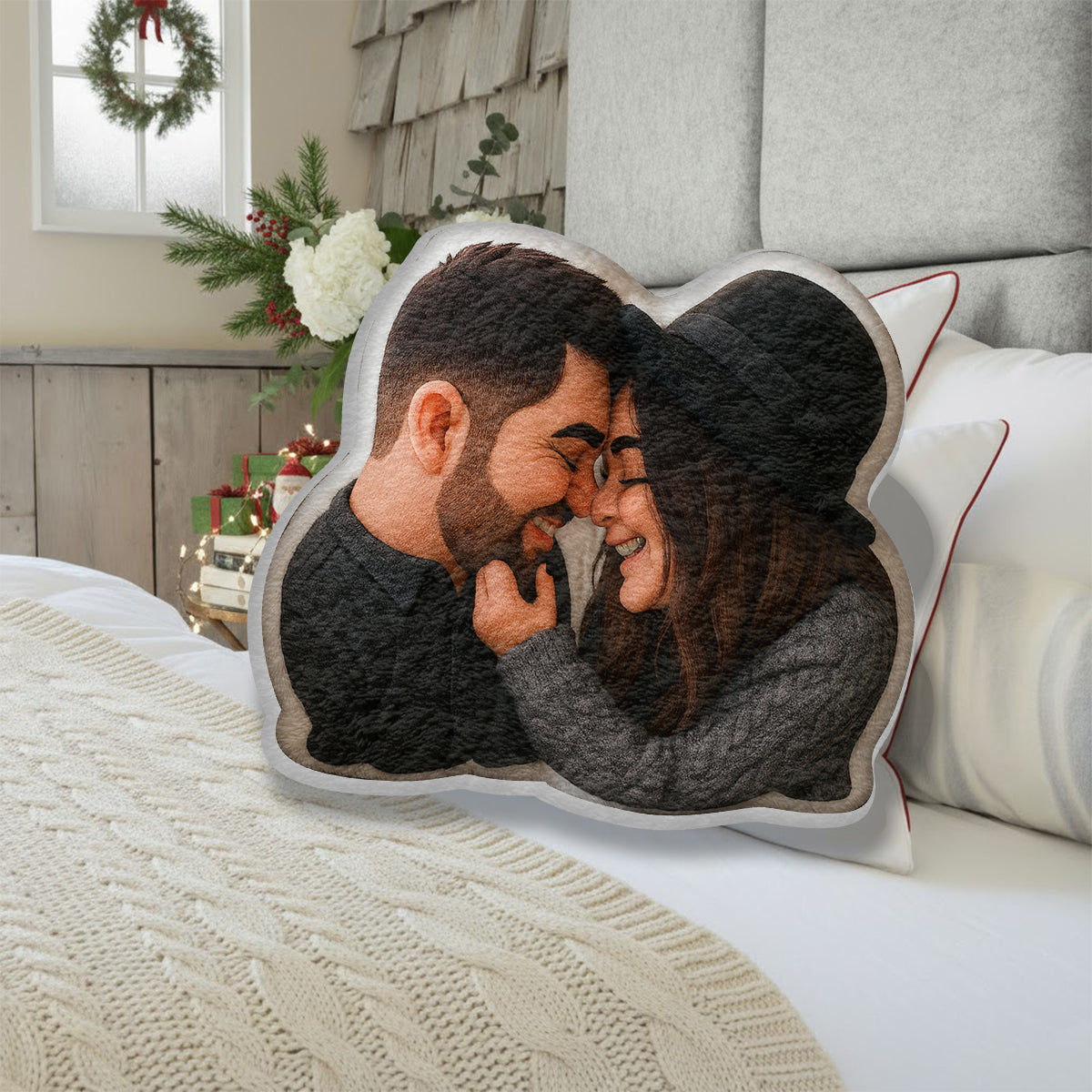 Coussin en fausse fourrure personnalisé en forme de mascotte exagérée, cadeau amusant