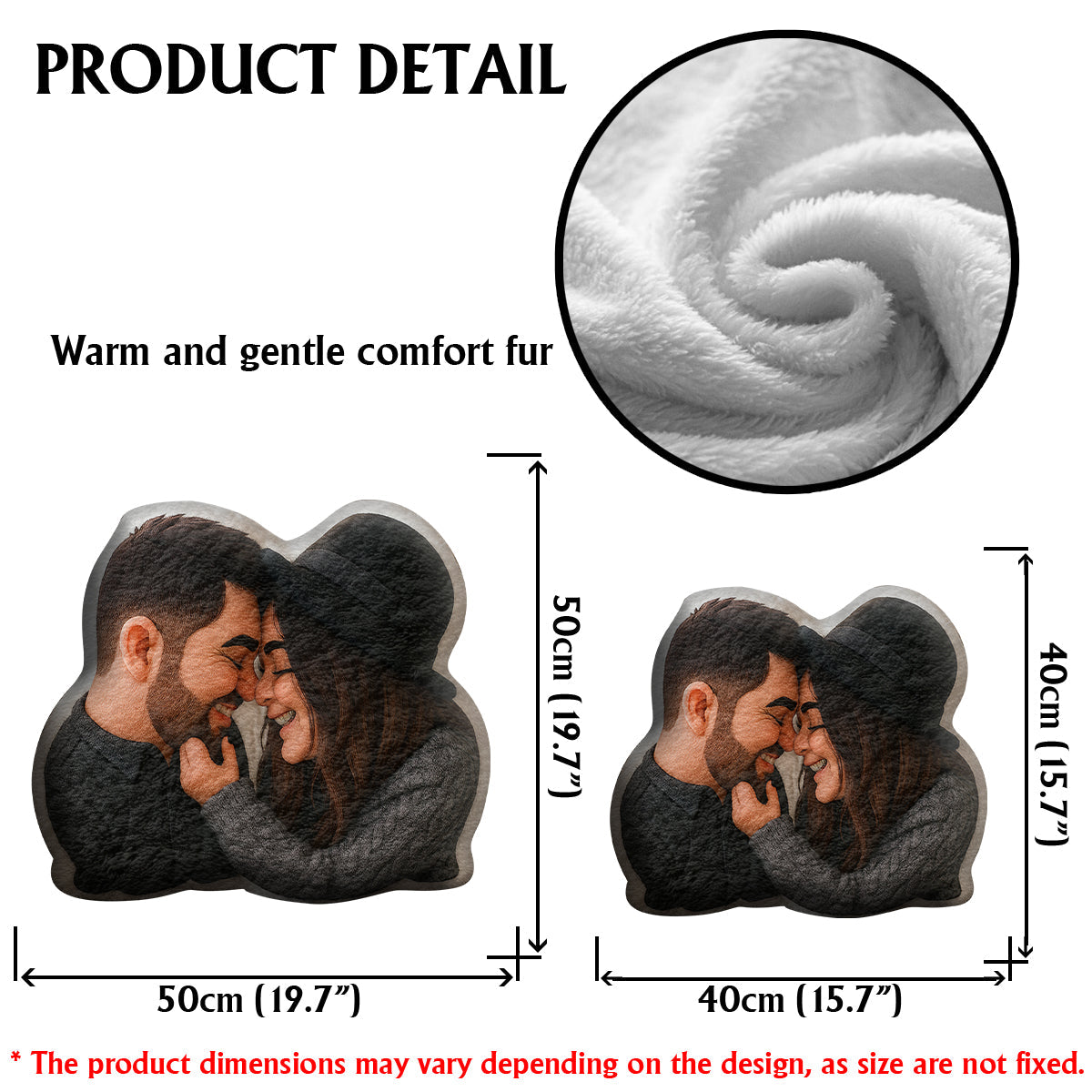 Coussin en fausse fourrure personnalisé en forme de mascotte exagérée, cadeau amusant