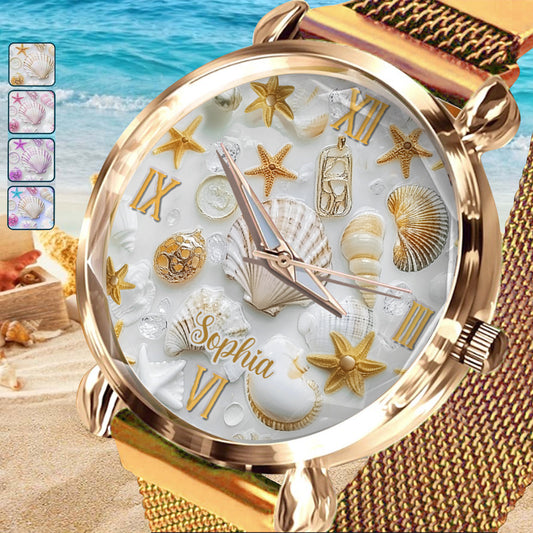 Magnifiques coquillages - Montre-bracelet personnalisée pour femme amoureuse de la mer 