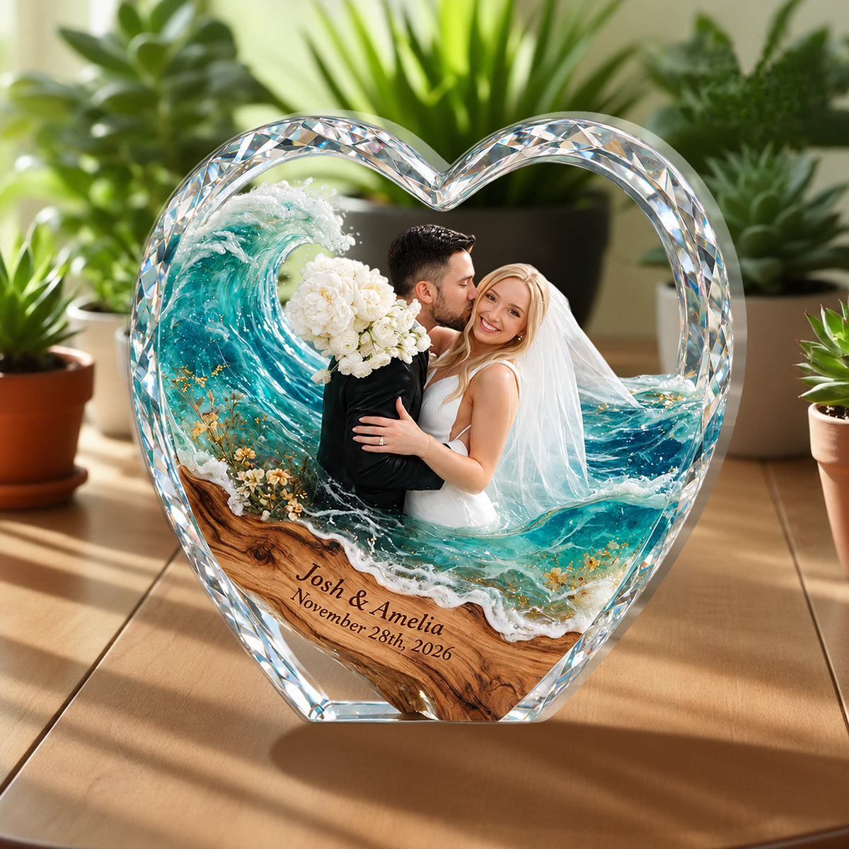 Wedding Bridal Keepsake - Personalized Couple 2-Side Printed Acrylic Plaque