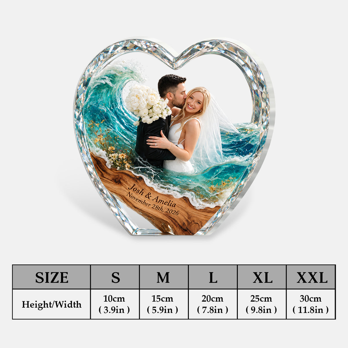 Wedding Bridal Keepsake - Personalized Couple 2-Side Printed Acrylic Plaque