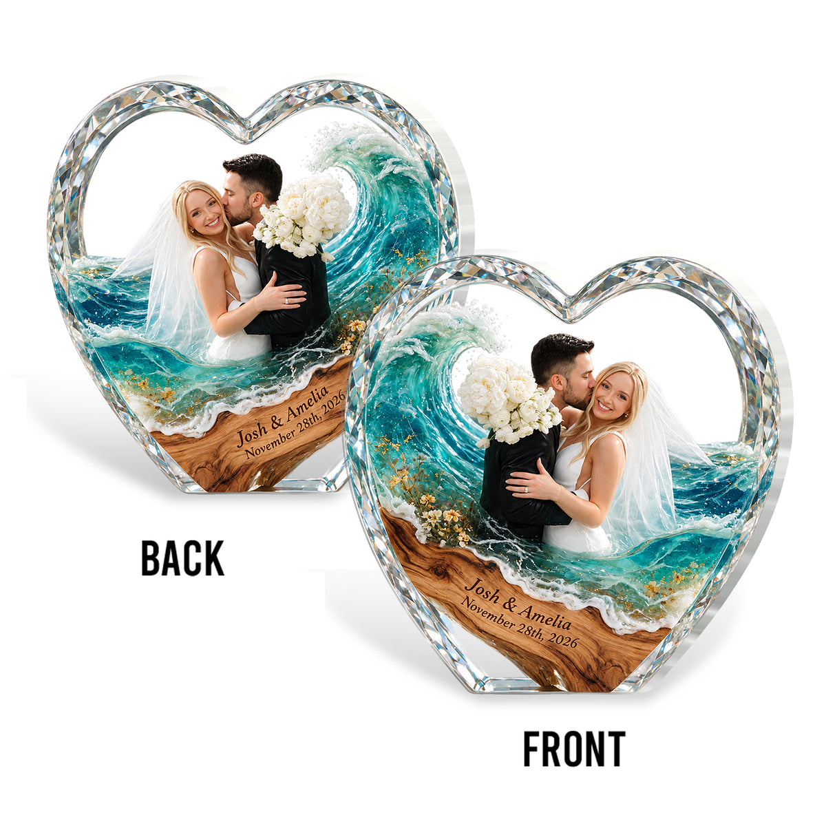 Wedding Bridal Keepsake - Personalized Couple 2-Side Printed Acrylic Plaque