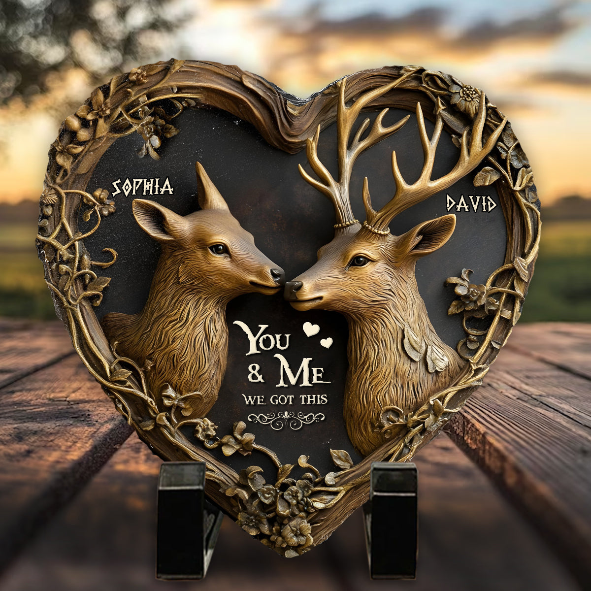 You & Me We Got This - Personalized Hunting Heart Shaped Stone