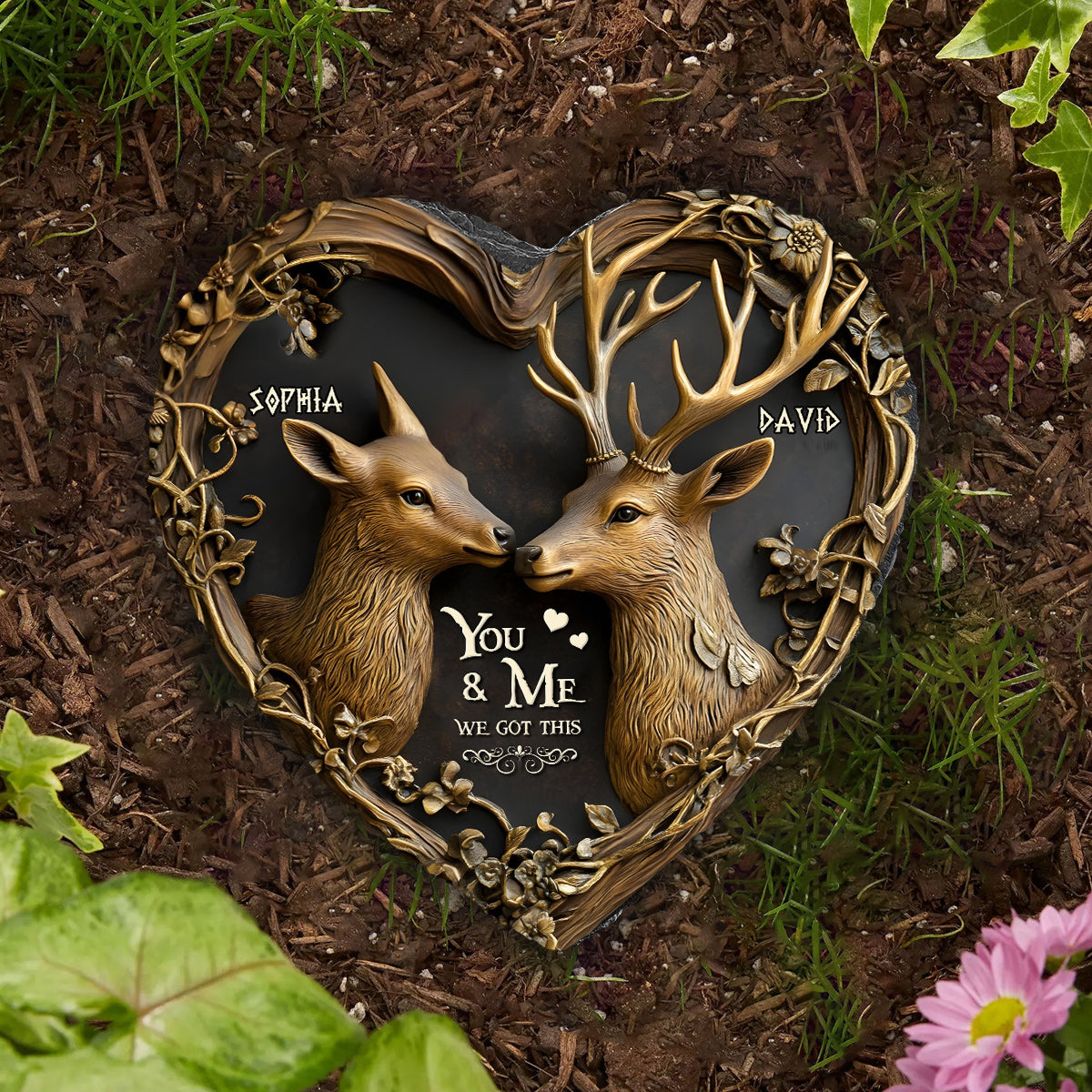 You & Me We Got This - Personalized Hunting Heart Shaped Stone