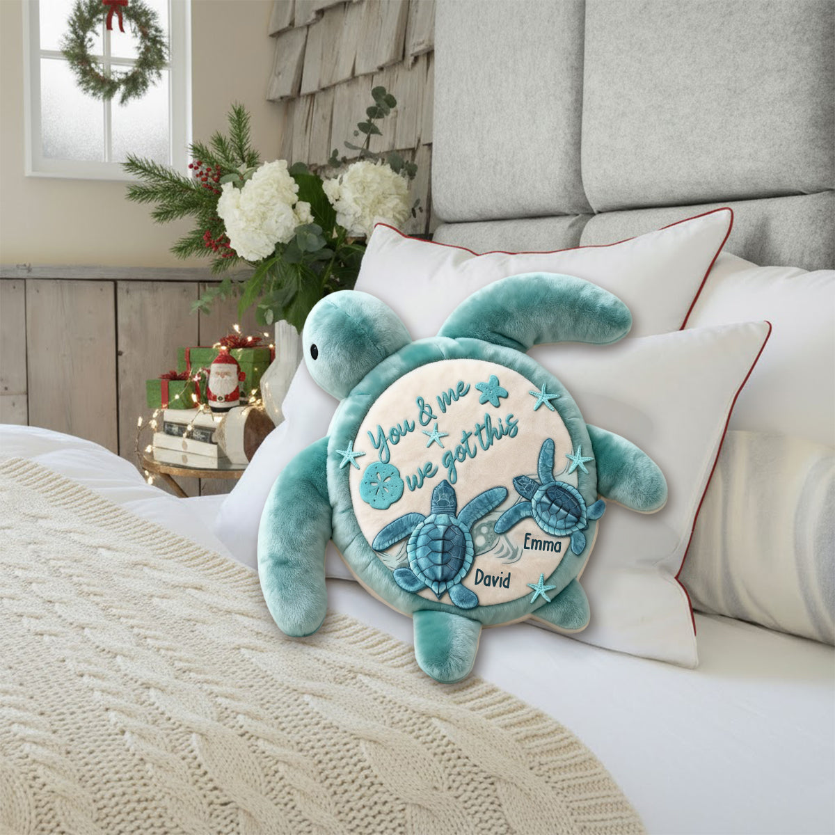You & Me We Got This - Personalized Turtle Faux Fur Shaped Pillow